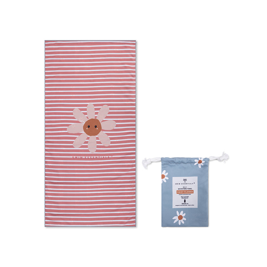 Daisy Flower | Asciugamano in microfibra blu 135 x 65 cm-1