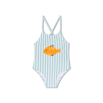 Crosslines | Costume Intero UV Bambina a Righe Verde/Bianco