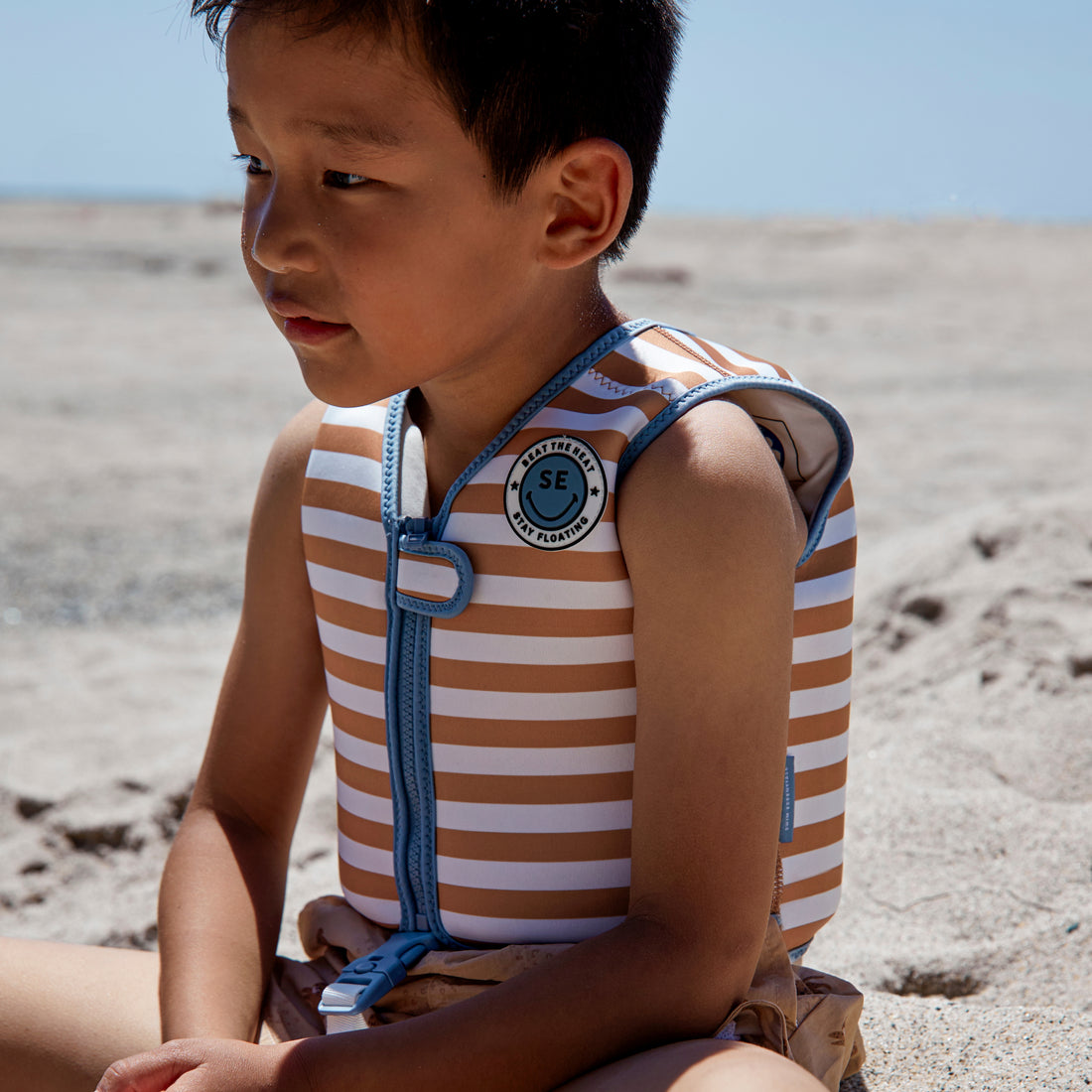 Softlines | Giubbotto Salvagente a Righe Marrone/Bianco 2-3 anni
