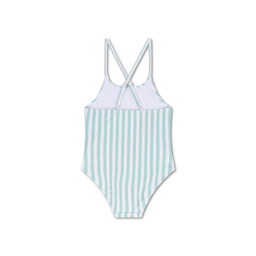 Crosslines | Costume Intero UV Bambina a Righe Verde/Bianco